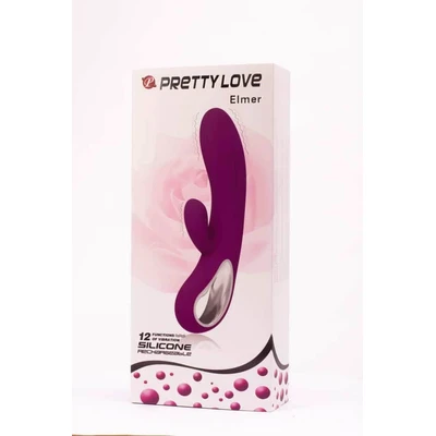 Vibrator Pretty Love Elmer Purple sa stimulansom klitorisa, 21cm, ljubičasti, vodootporni - Sexy Shop