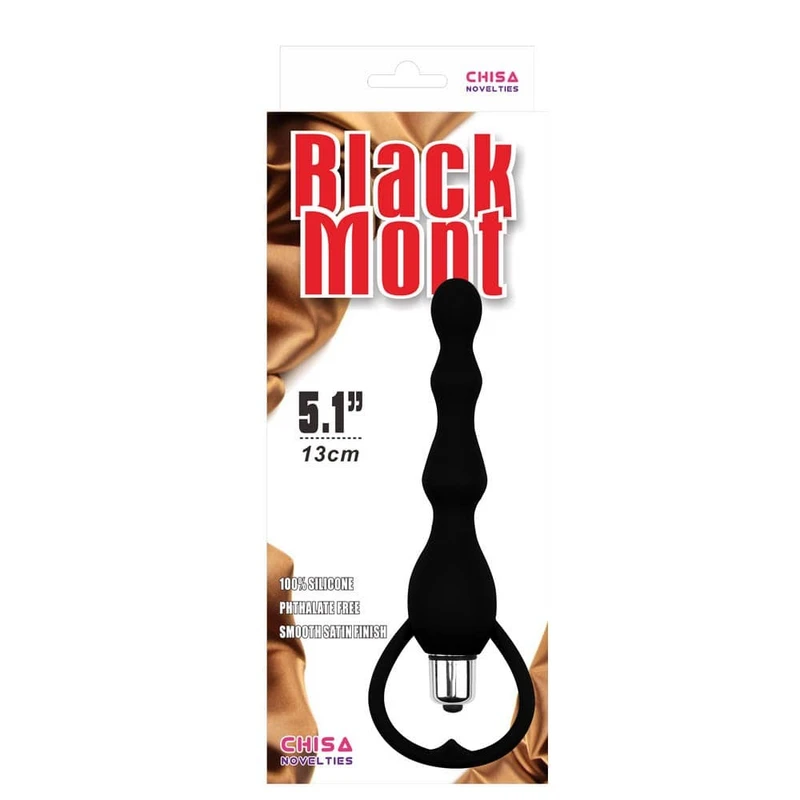 Vibrirajuća analna perla od silikona - 18cm, crna, Chisa Novelties