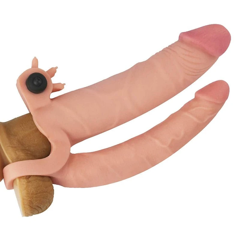 Vibrirajuća dvostruka penis rukavica sa produžetkom 1