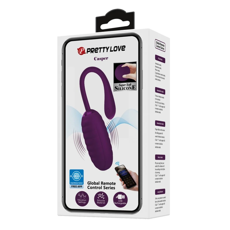 Vibrirajuće jaje Pretty Love Casper Purple - Aplikacija kontrolisano, ljubičasto, vodootporno