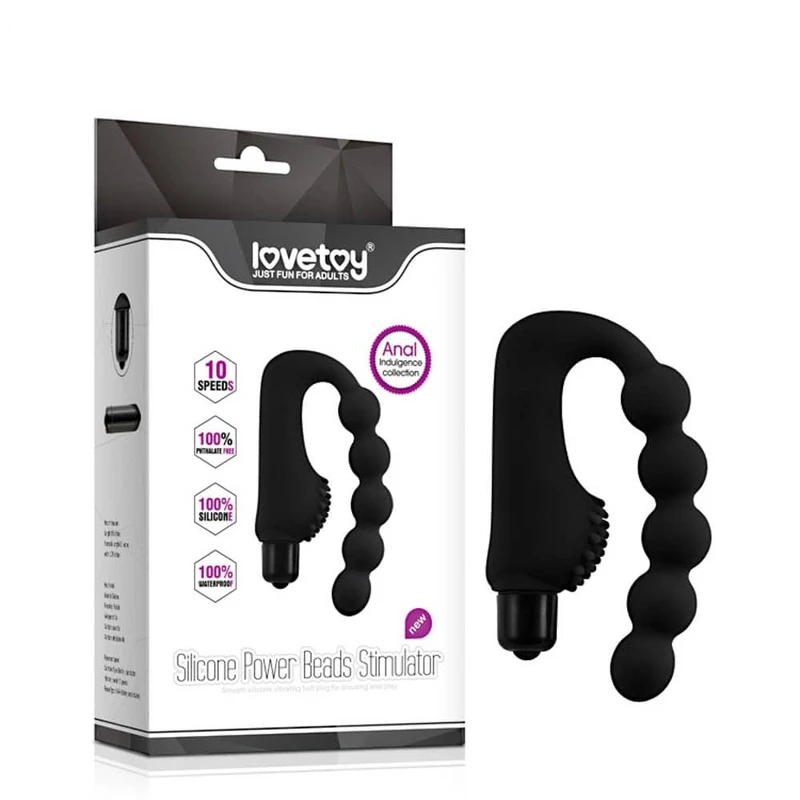 Vibrirajući analni vibrator Power Beads - Lovetoy - Crni 21,5 cm