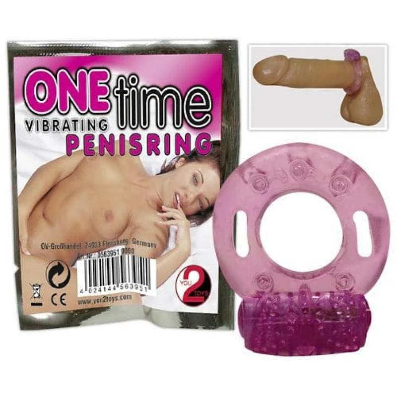 Vibrirajući cock ring sa stimulansom klitorisa - roze, jednokratni