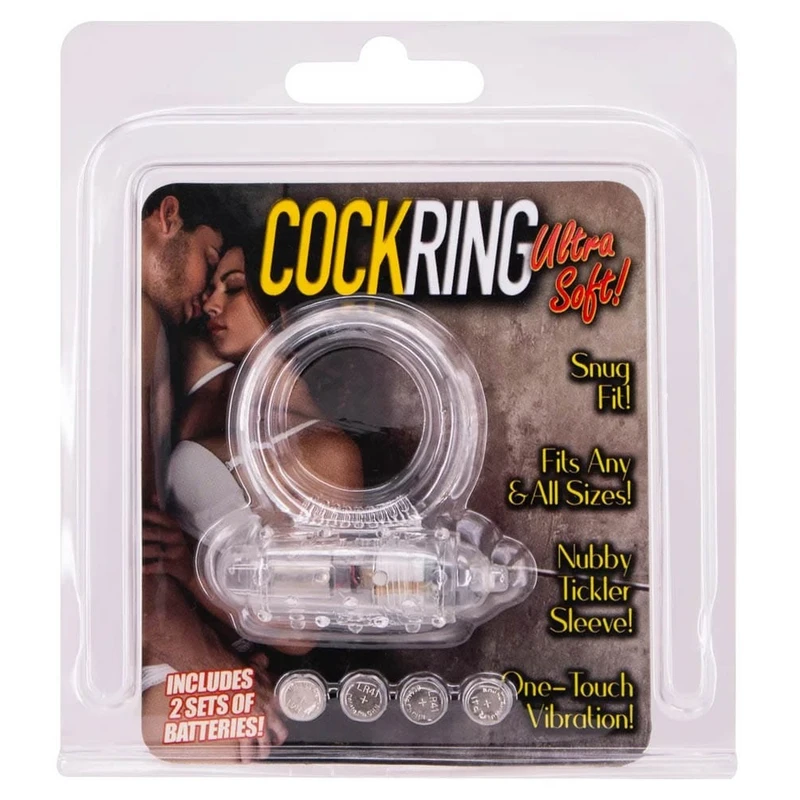 Vibrirajući prozirni silikonski cockring sa stimulansom klitorisa Seven Creations