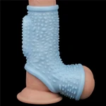 Vibrirajući prsten za penis s rukavcem za skrotum plavi