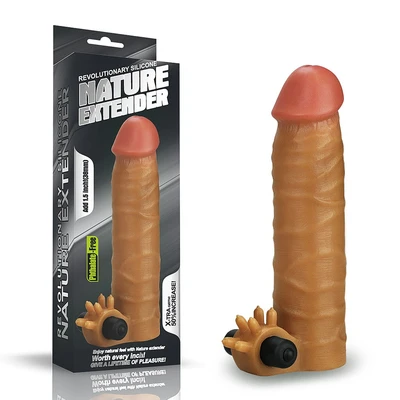 Vibrirajući silikonasti ekstenzija 17,8 cm braon - Sexy Shop