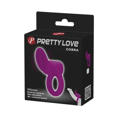 Vibrirajući silikonski cock ring sa stimulansom klitorisa Pretty Love Cobra ljubičasti - Sexy Shop