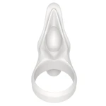 Vibrirajući silikonski cockring sa stimulansom klitorisa - Lovetoy 7,5 cm, bijeli