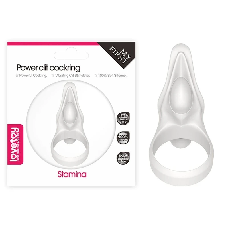 Vibrirajući silikonski cockring sa stimulansom klitorisa - Lovetoy 7,5 cm, bijeli