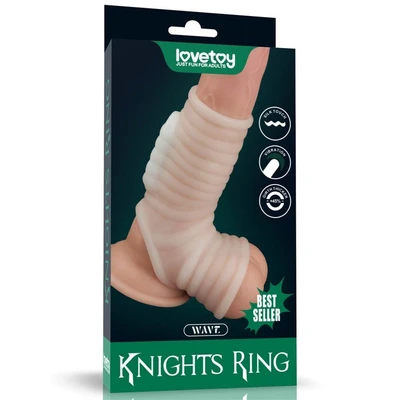 Vibrirajući Silk Knights Ring sa rukavcem za skrotum - bijeli - Sexy Shop