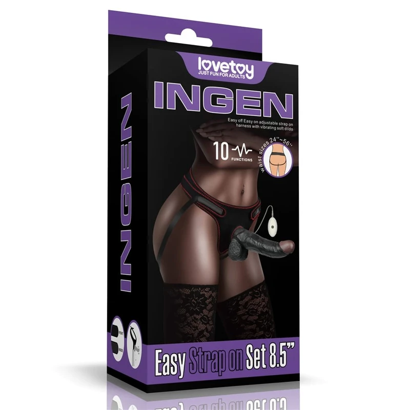 Vibrirajući Strapon Set 21,5 cm Crni Lovetoy