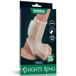 Vibrirajući svileni prsten za penis sa rukavom za skrotum (beli) - Lovetoy