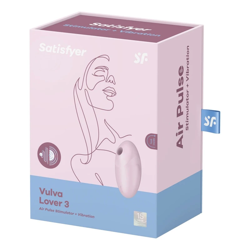 Vulva Lover 3 roze - vibrator sa vazdušnim talasima i vibracijama, vodootporan