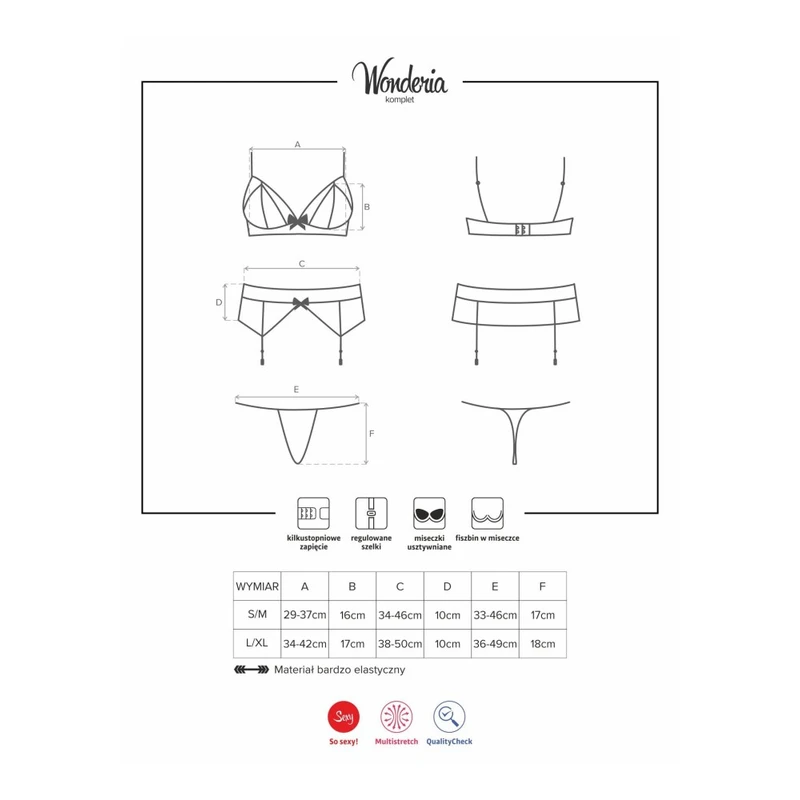 Wonderia set 3 komada crni L/XL