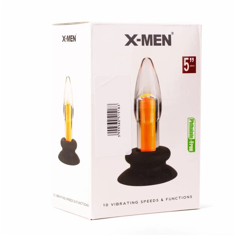 X-MEN 10 Brzina Vibrirajući Analni Čep prozirni/narandžasti