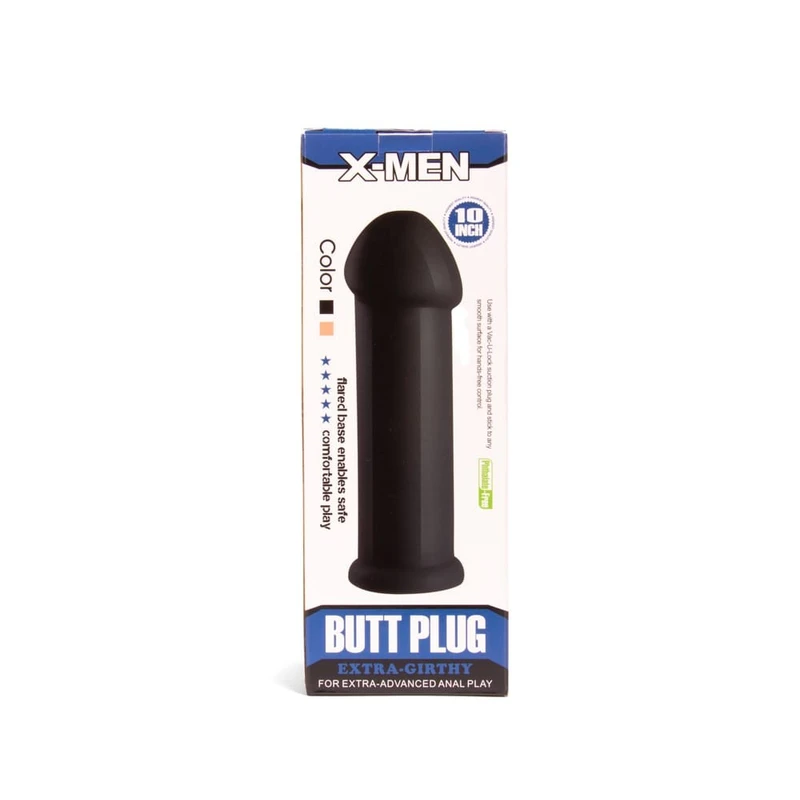 X-MEN 10 inčni Butt Plug Crni sa Vakuumskim Postoljem