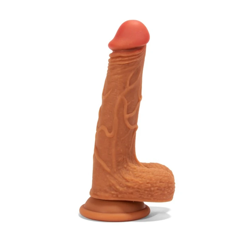X-MEN 21cm Braon Dildo sa Testisima i Vakuumskim Postoljem