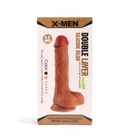 X-MEN 21cm Braon Dildo sa Testisima i Vakuumskim Postoljem