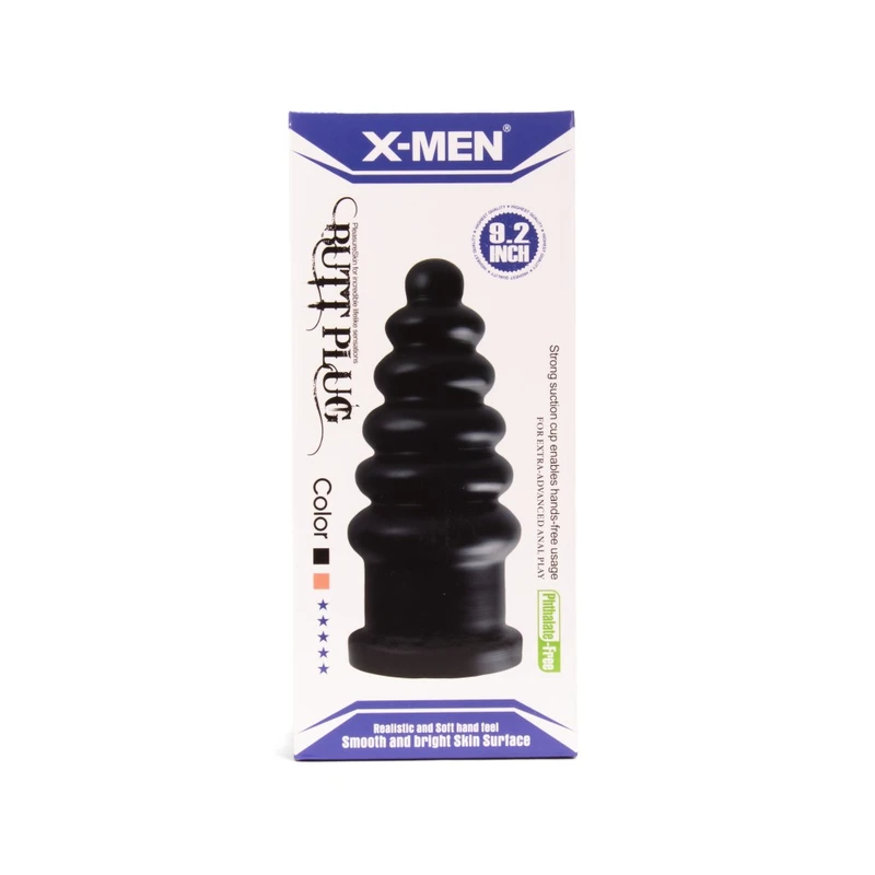 X-MEN 23,3 cm Crni Butt Plug sa Vakuumskim Postoljem