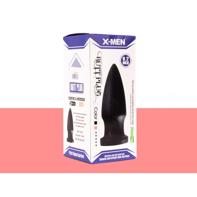 X-MEN 23cm Crni Butt Plug sa Vakuumskim Postoljem
