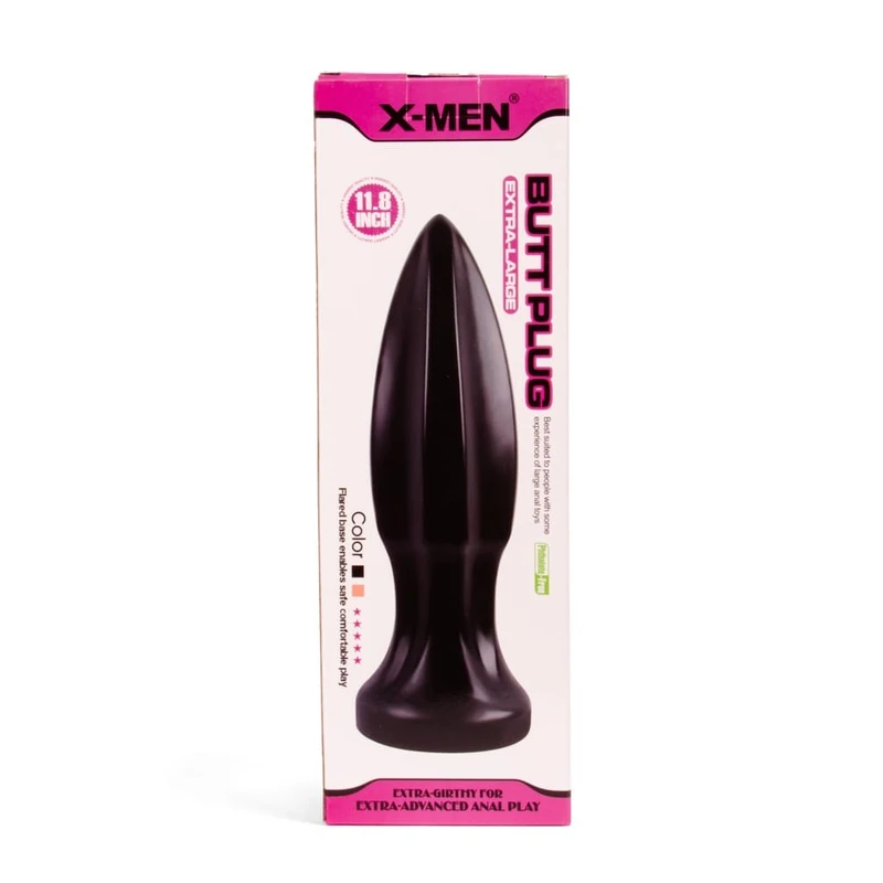 X-MEN 30cm Crni Butt Plug sa Vakuumskim Postoljem