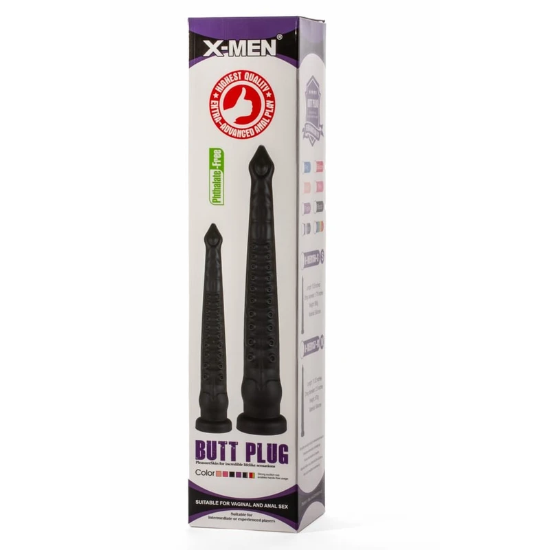 X-Men 32cm Butt Plug PVC Crni sa vakuumskim postoljem