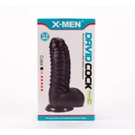 X-MEN Davidov 27cm Crni Dildo sa Testisima i Vakuumskim Postoljem