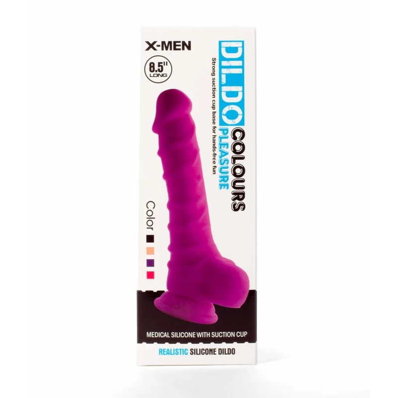X-MEN Dildo 21,6cm Crni sa Testisima i Vakuumskim Postoljem
