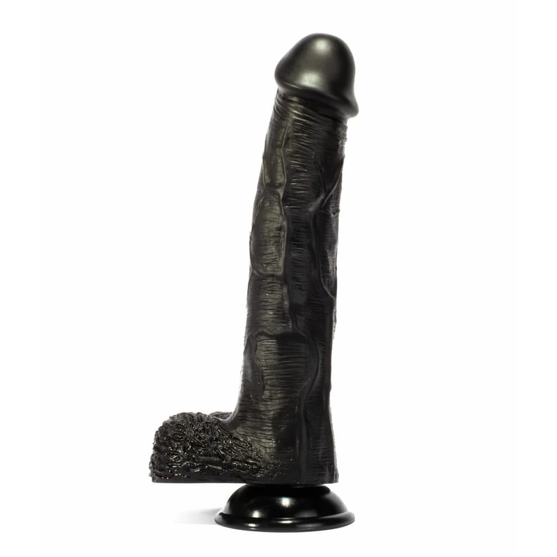 X-MEN Geoff 30cm crni dildo sa testisima i vakumskim postoljem