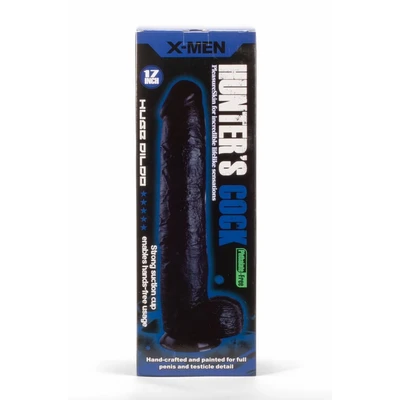 X-MEN Hunter 43cm Crni Dildo sa Testisima i Vakuumskim Postoljem - Sexy Shop