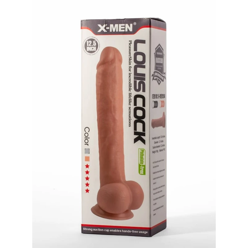 X-Men Louis 31.7cm Crni Dildo sa Testisima i Vakuumskim Postoljem