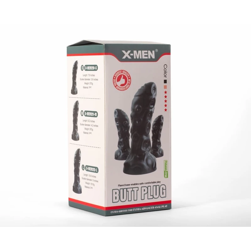 X-MEN Monster Plug 1 - Crni silikonski dilator sa vakuumskim postoljem, 24cm