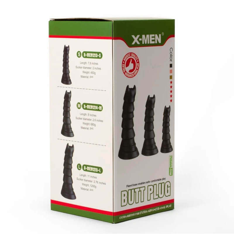 X-MEN Monster Plug 2 – Crni Vakuumski Stimulant za Odrasle 28cm