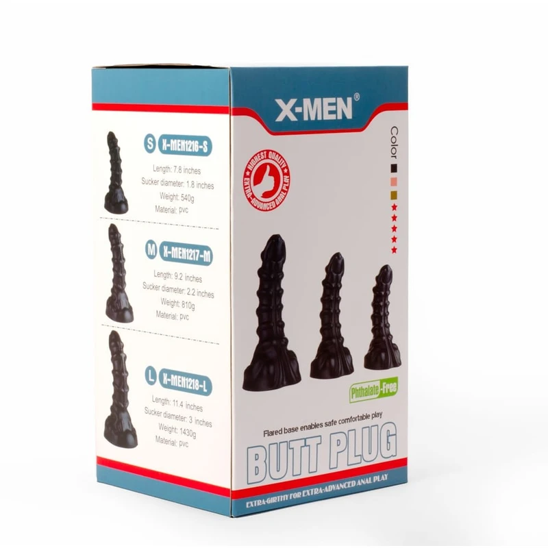 X-MEN Monster Plug 3 - Crni dildo sa vakuumskim postoljem, 21 cm