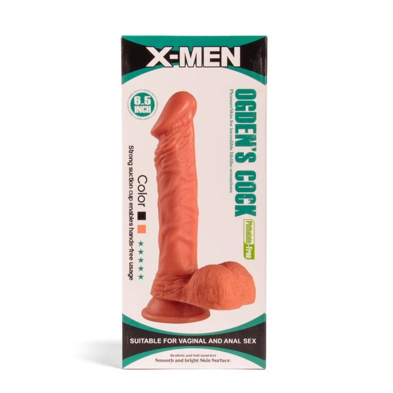 X-MEN Ogden 16.5cm dildo sa testisima i vakuumskim postoljem - koža