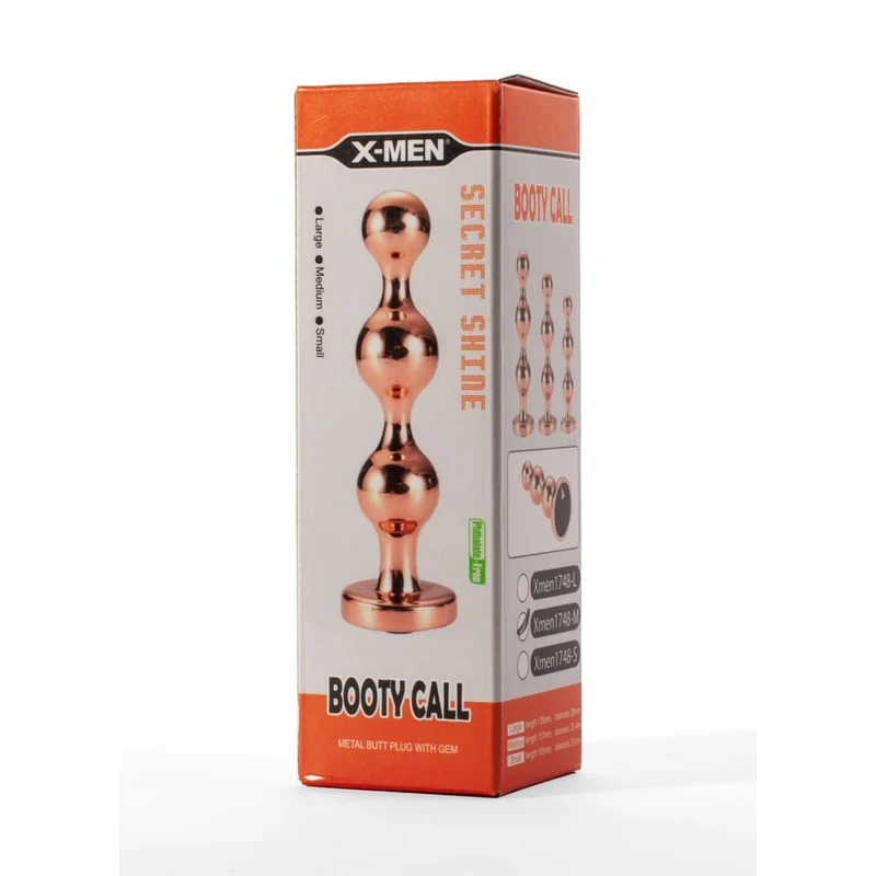X-Men Secret Shine Booty Call metalni butt plug sa dijamantskim detaljima, zlatni