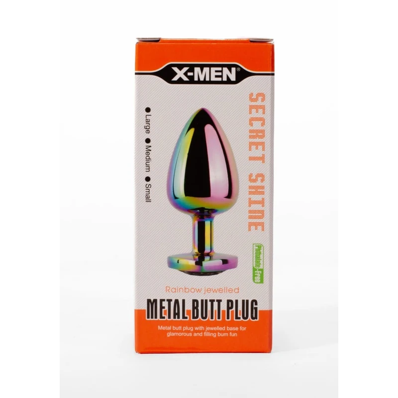 X-MEN Secret Shine Metal Butt Plug Rainbowheart 8,2 cm Višebojni Vodootporni