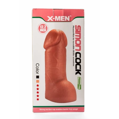 X-Men Simon 12.2" Crni Dildo sa Testisima i Vakuumskim Postoljem - Sexy Shop
