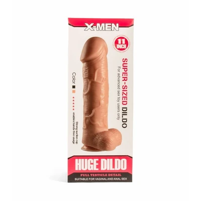 X-MEN Super Sized Dildo 28cm - Realističan Vibrator sa Testisima i Vakuumskim Postoljem, Boja Kože - Sexy Shop